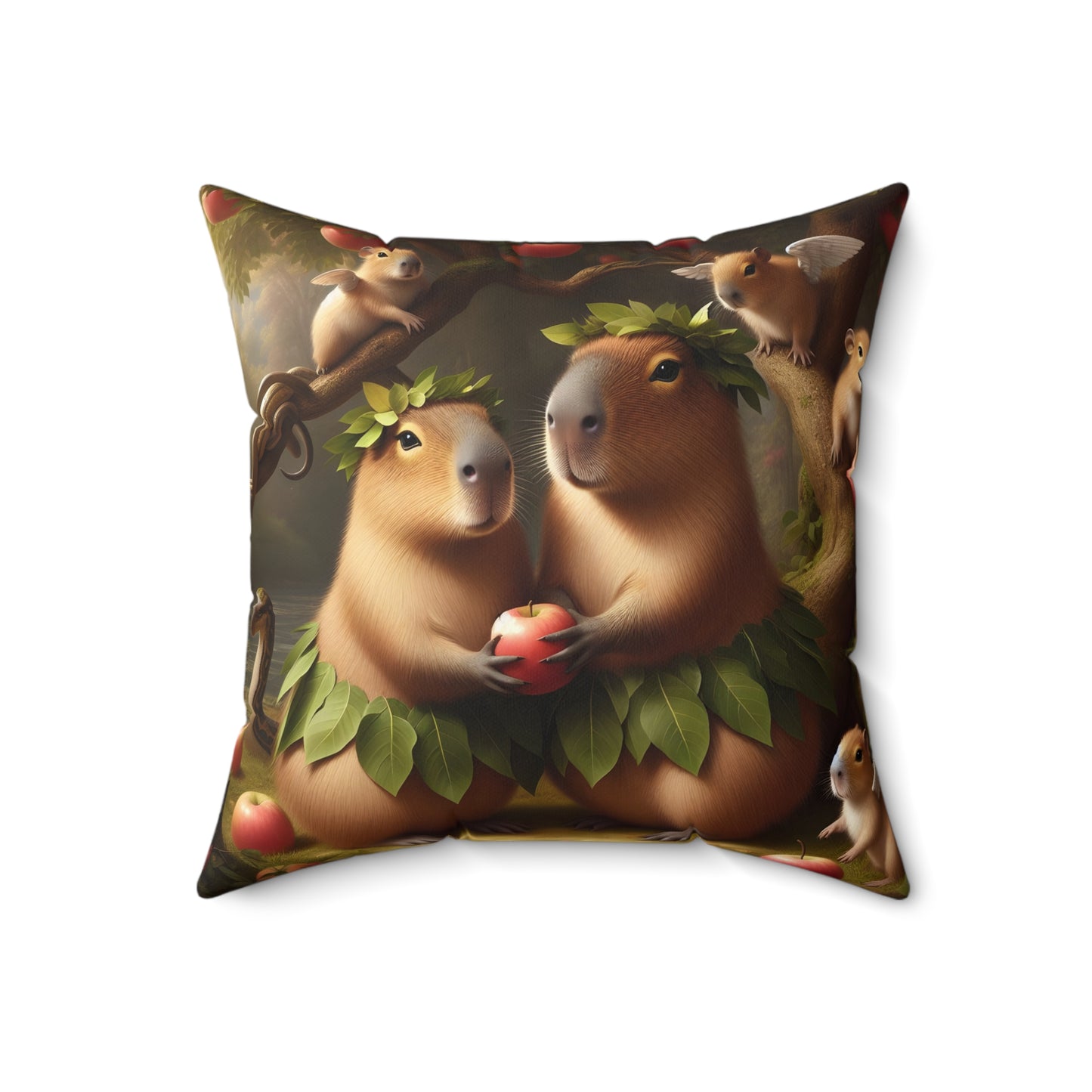 Square Pillow - capybara Adam and Eve