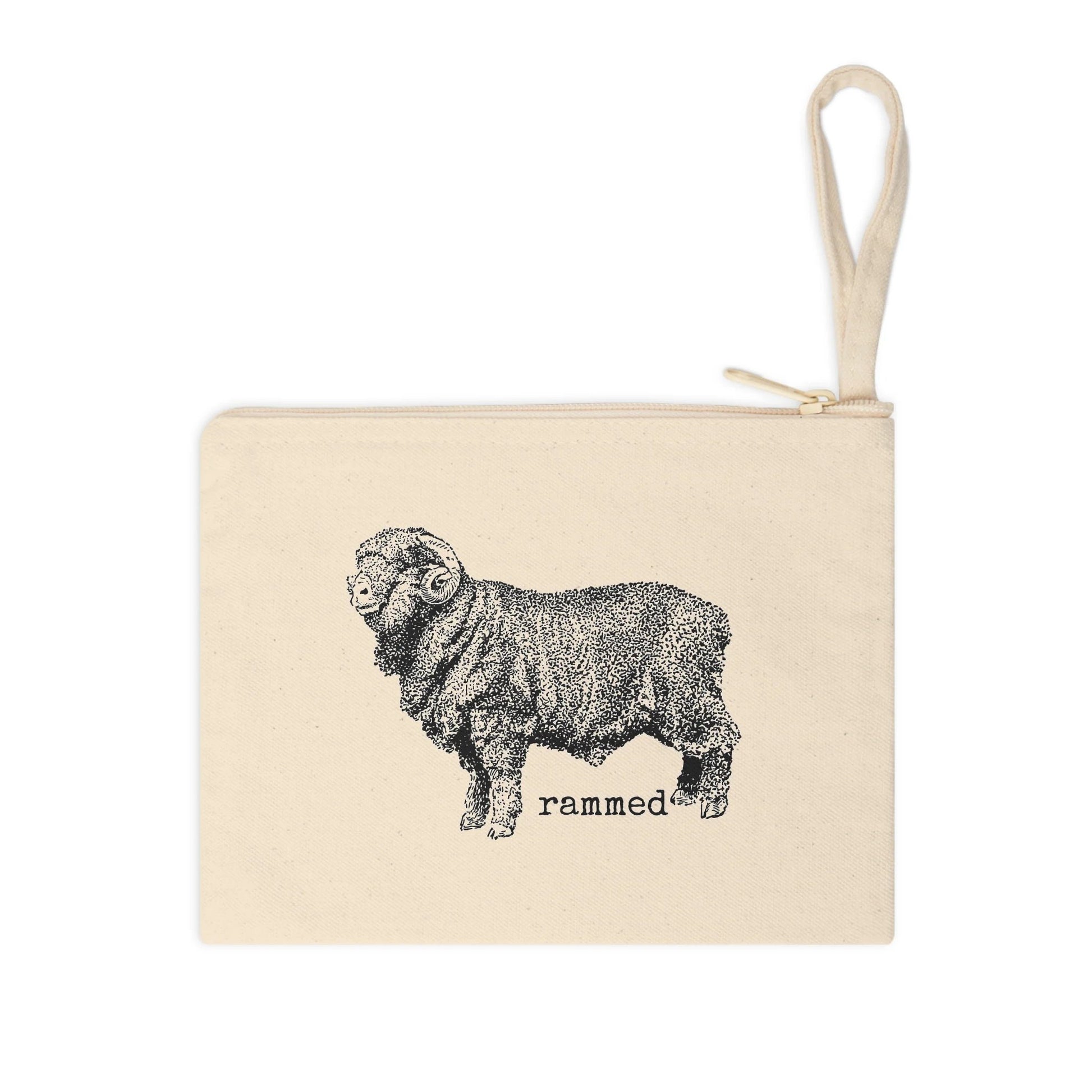 misc. miscellaneous  ram sheep animal rammed in things funny illustration Victorian canvas zip bag pouch tote mini purse suitcase rucksack carry organize store storage office work home house lady woman funny humor cotton canvas gift present man