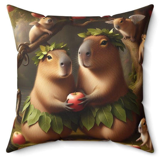 Square Pillow - capybara Adam and Eve