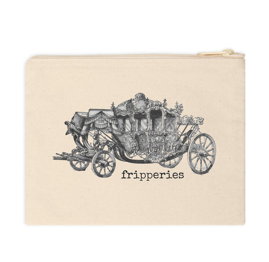 fripperies royal gold carriage funny illustration Victorian canvas zip bag pouch tote mini purse suitcase rucksack carry organize store storage office work home house lady woman funny humor cotton canvas gift present 