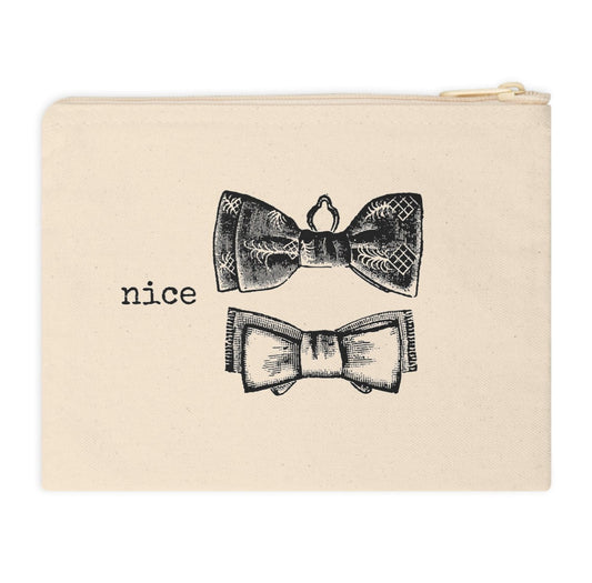 misc. miscellaneous  nice ties bow ties niceties things funny illustration Victorian canvas zip bag pouch tote mini purse suitcase rucksack carry organize store storage office work home house lady woman funny humor cotton canvas gift present man