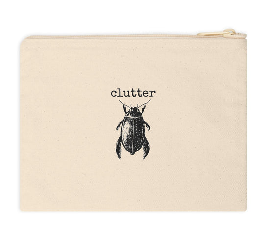 clutterbug bug clutter funny illustration Victorian canvas zip bag pouch tote mini purse suitcase rucksack carry organize store storage office work home house lady woman funny humor cotton canvas gift present 