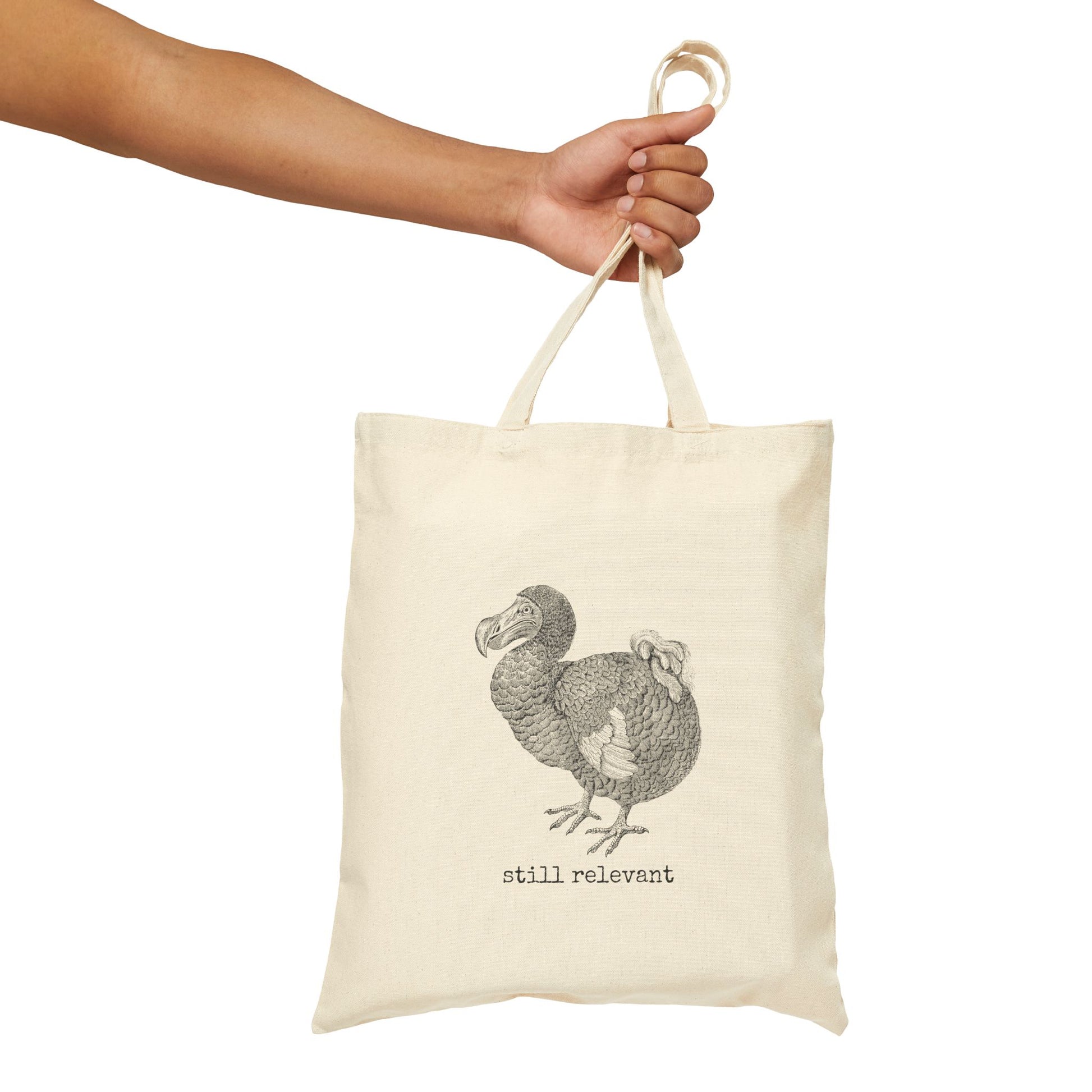 dodo extinct bird still relevant  basics tote bag cotton canvas Victorian illustration funny humor gift present carry food groceries grocery store reusable practical purse shopping woman man strong rucksack 