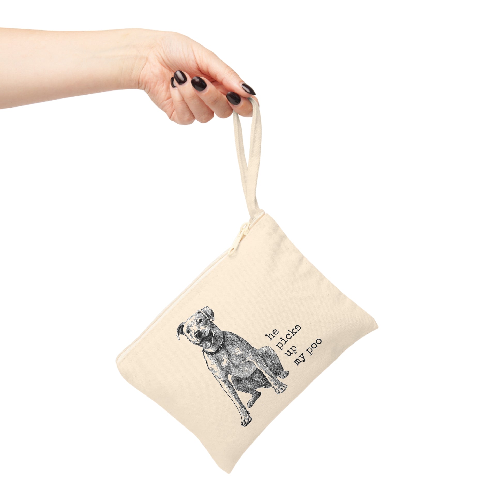 dog doggie pooch fur baby poo bags treats walk walkies pick up dog biscuits funny illustration Victorian canvas zip bag pouch tote mini purse suitcase rucksack carry organize store storage office work home house lady woman funny humor cotton canvas gift present man dog owner pet