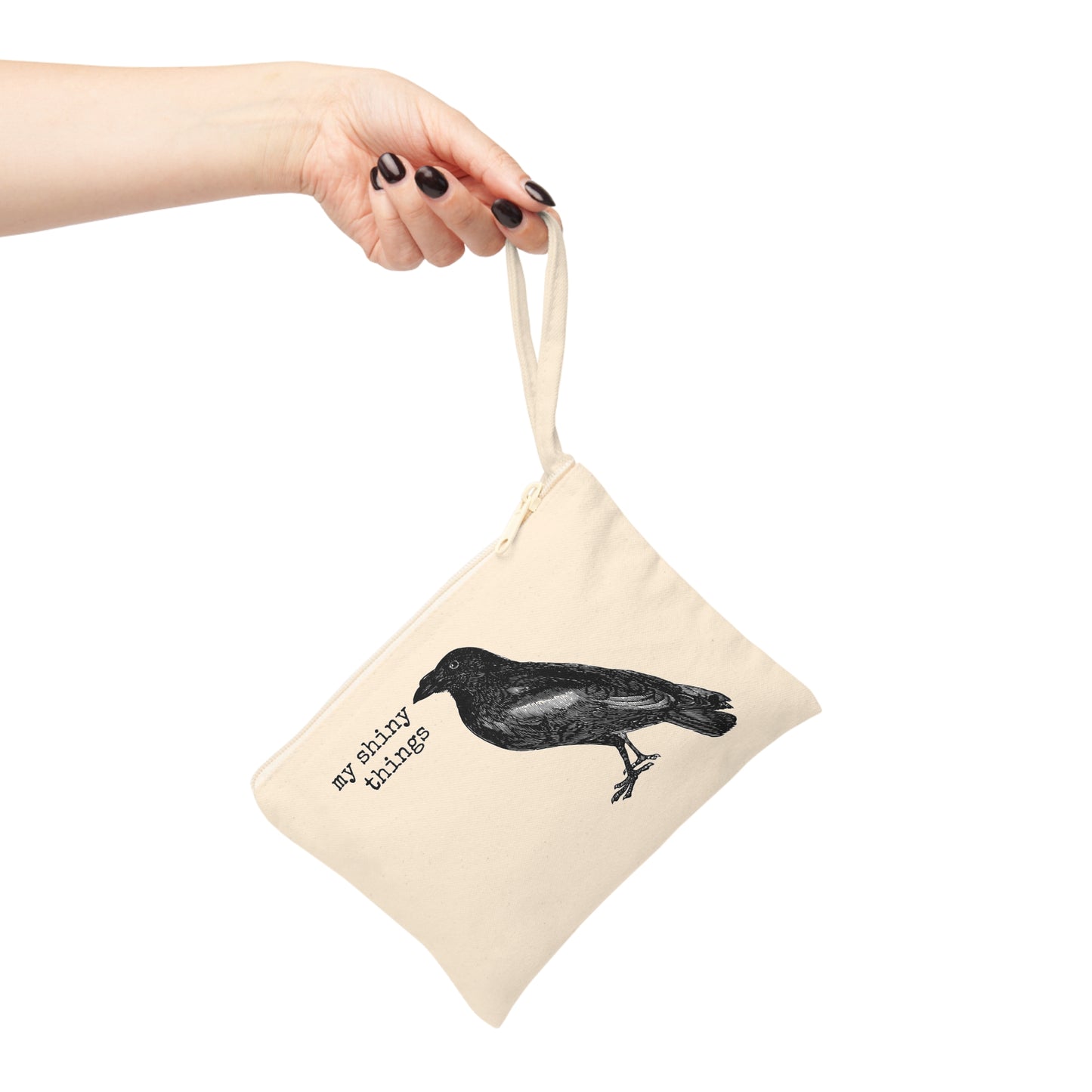 crow bird animal my shiny things funny illustration Victorian canvas zip bag pouch tote mini purse suitcase rucksack carry organize store storage office work home house lady woman funny humor cotton canvas gift present 