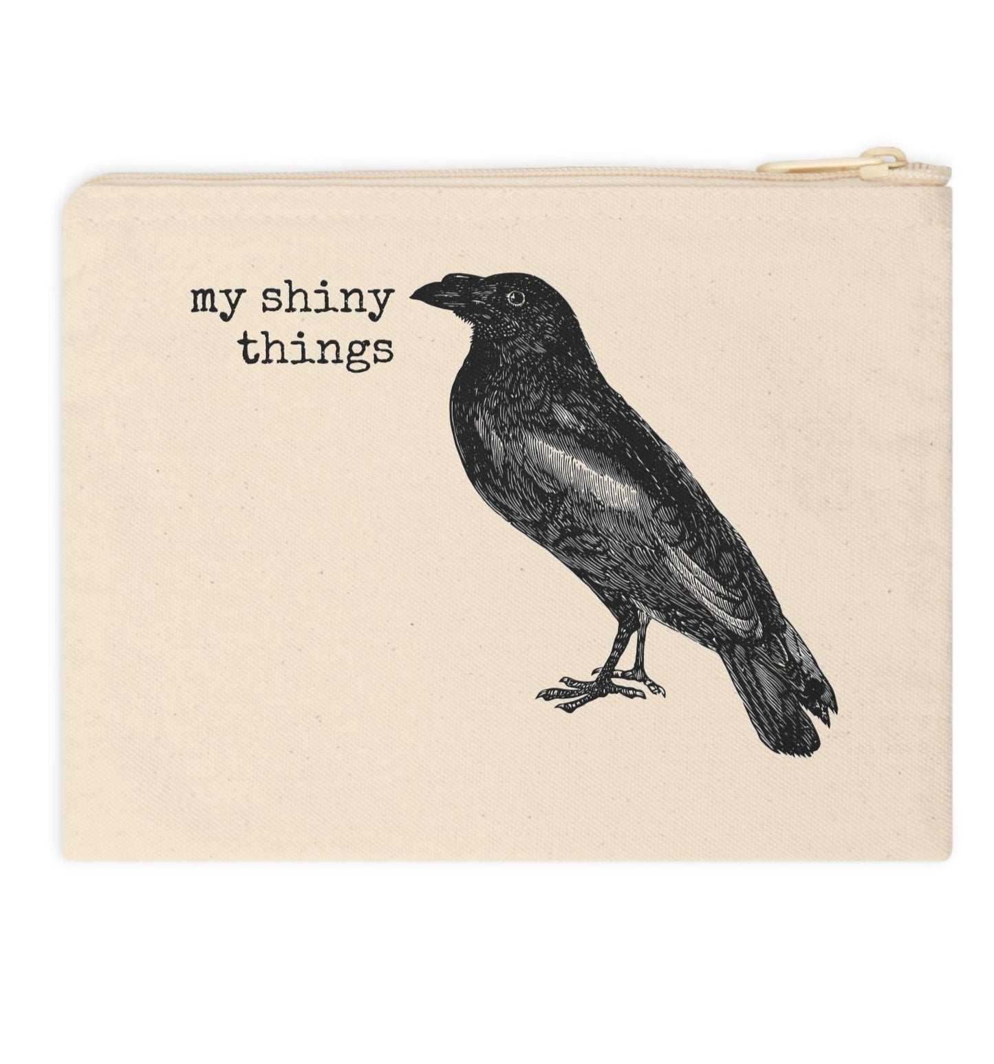 crow bird animal my shiny things funny illustration Victorian canvas zip bag pouch tote mini purse suitcase rucksack carry organize store storage office work home house lady woman funny humor cotton canvas gift present 