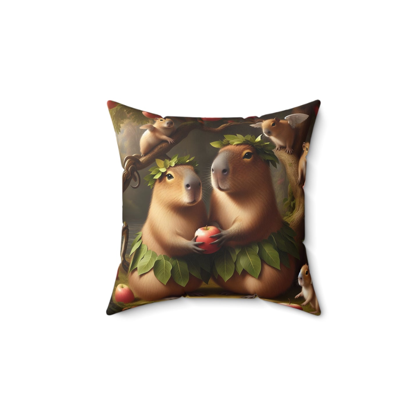 Square Pillow - capybara Adam and Eve