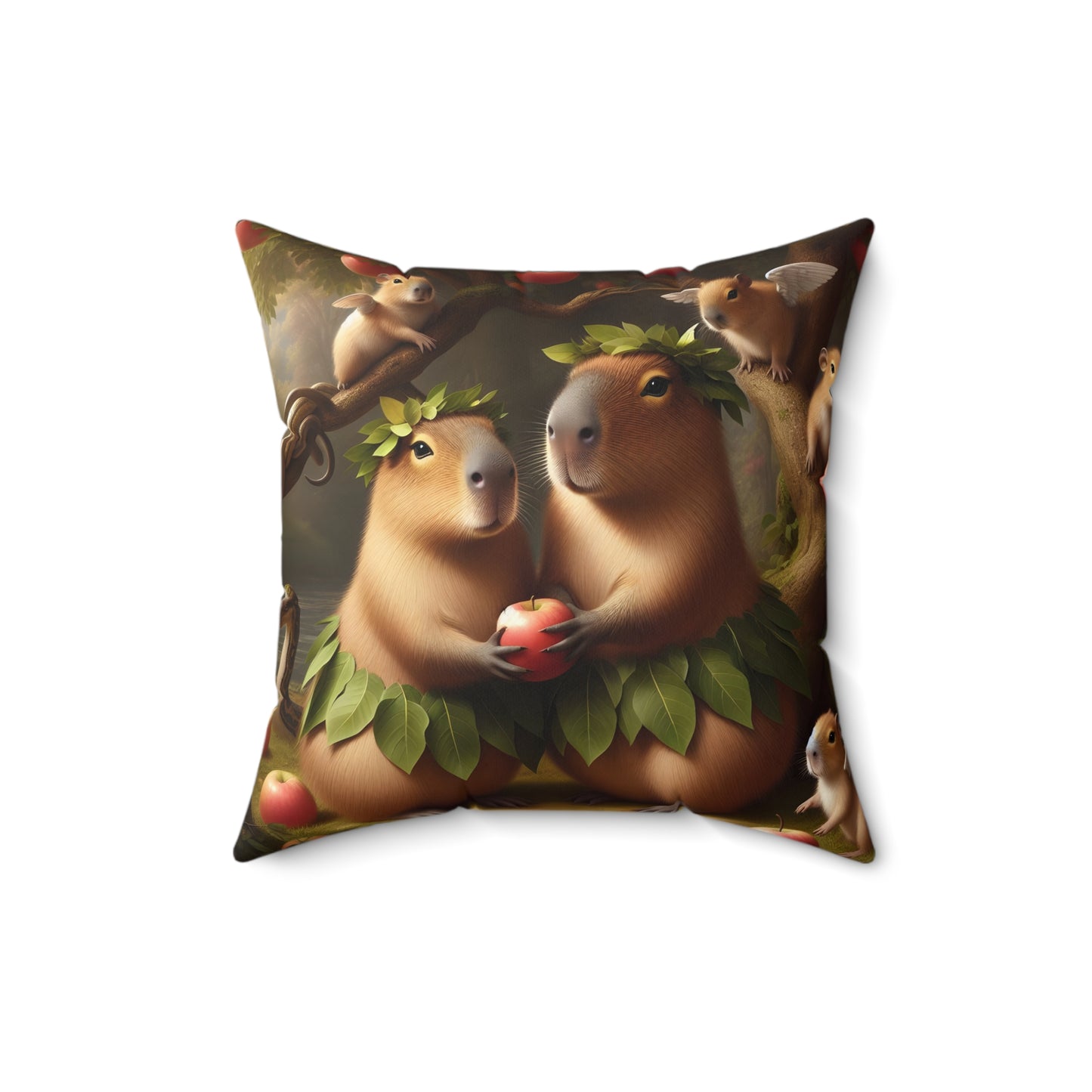 Square Pillow - capybara Adam and Eve