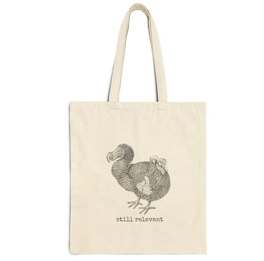 dodo extinct bird still relevant  basics tote bag cotton canvas Victorian illustration funny humor gift present carry food groceries grocery store reusable practical purse shopping woman man strong rucksack 