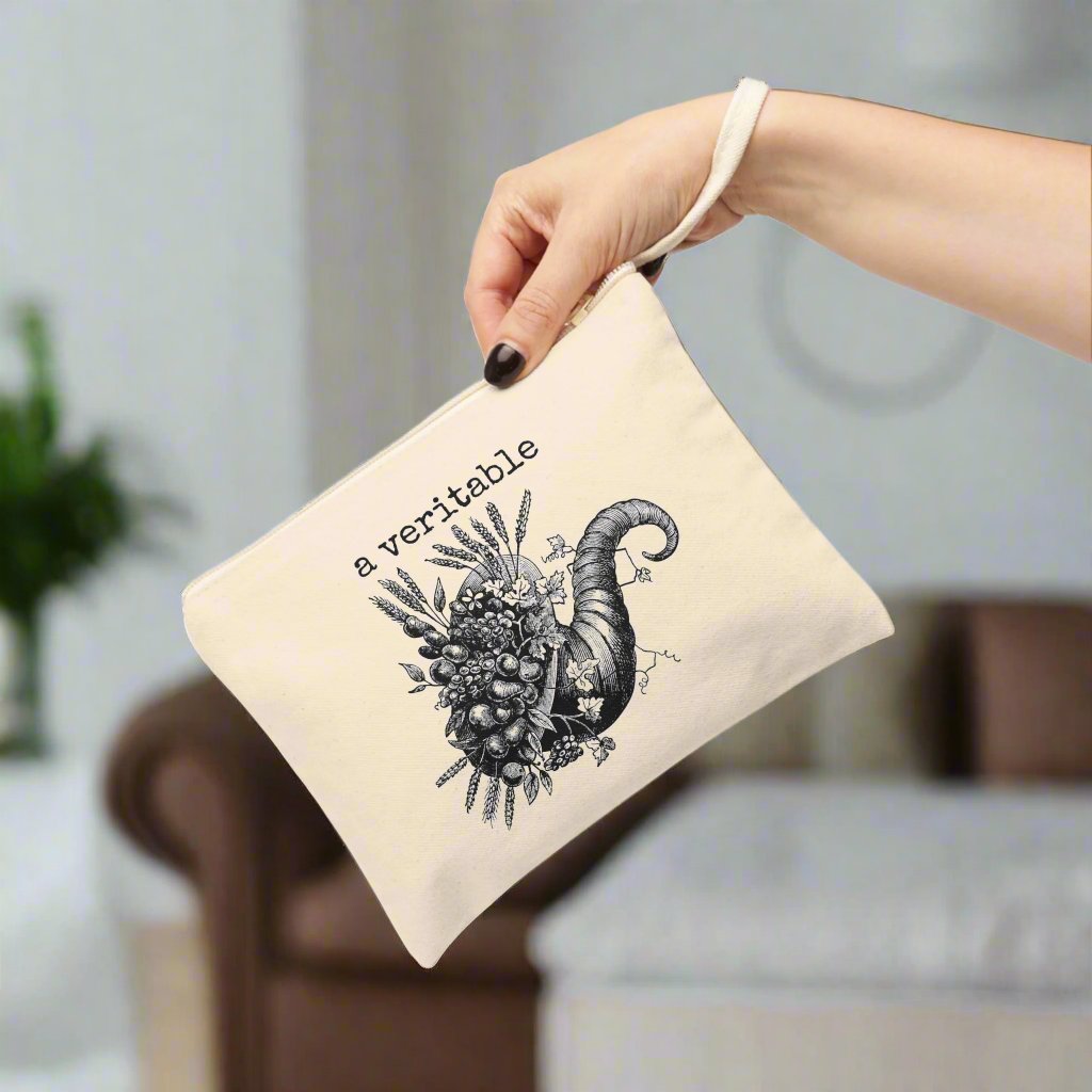 a veritable cornucopia funny illustration Victorian canvas zip bag pouch tote mini purse suitcase rucksack carry organize store storage office work home house lady woman funny humor cotton canvas gift present 